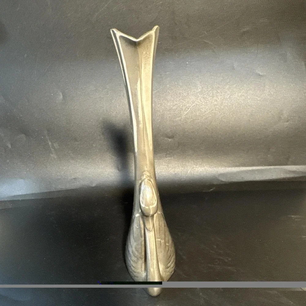 Vintage Silver‎ Plated Swan Bud Vase Art Deco Design Weighted Bottom 7